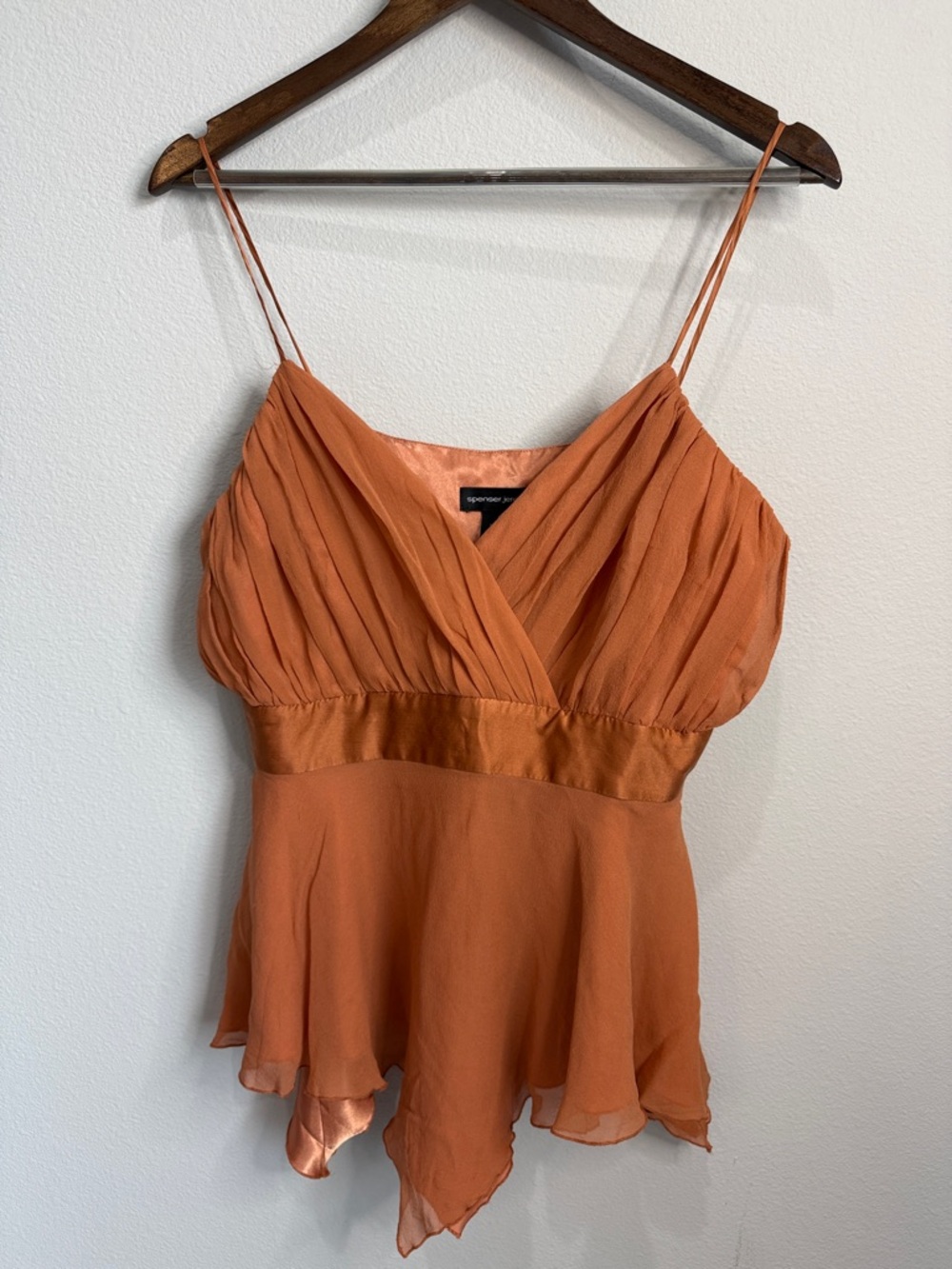 Spenser Jeremy Pumpkin 100% Silk Y2K Era Camisole Top Size L